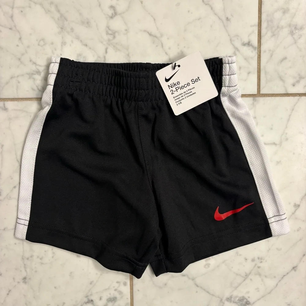 Nike Todder Boy Cotton Blend Top T-Shirt & Short Set Black Heather Gray Size 3T - Picture 3 of 6